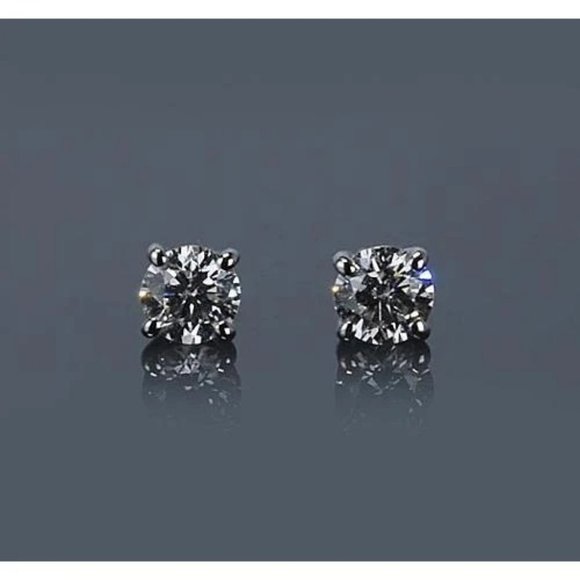 Prong Round Diamond Stud Earring 1 Cts White Gold